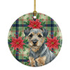 Blue and Tan Border Terrier Christmas Poinsettias Ceramic Christmas Ornament product image at NuMercy