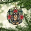 Black and Tan English Toy Spaniel Christmas Poinsettias Ceramic Christmas Ornament product image at NuMercy 2