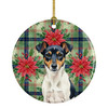Tricolor Rat Terrier Christmas Poinsettias Ceramic Christmas Ornament product image at NuMercy