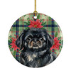Black Pekingese Christmas Poinsettias Ceramic Christmas Ornament product image at NuMercy