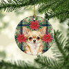 Fawn Chihuahua Christmas Poinsettias Ceramic Christmas Ornament product image at NuMercy 2