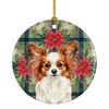 White with Red Papillon Christmas Poinsettias Ceramic Christmas Ornament product image at NuMercy
