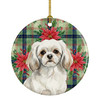 White Tibetan Spaniel Christmas Poinsettias Ceramic Christmas Ornament product image at NuMercy
