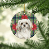 White Tibetan Spaniel Christmas Poinsettias Ceramic Christmas Ornament product image at NuMercy 2
