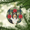 Tricolor Collie Christmas Poinsettias Ceramic Christmas Ornament product image at NuMercy 2