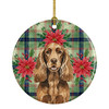 Liver English Cocker Spaniel Christmas Poinsettias Ceramic Christmas Ornament product image at NuMercy