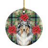 Blue Merle Sheltie Christmas Poinsettias Ceramic Christmas Ornament product image at NuMercy