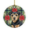 Black and Tan Norfolk Terrier Christmas Poinsettias Ceramic Christmas Ornament product image at NuMercy