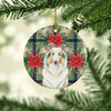 White Collie Christmas Poinsettias Ceramic Christmas Ornament product image at NuMercy 2