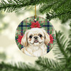 Cream Pekingese Christmas Poinsettias Ceramic Christmas Ornament product image at NuMercy 2