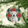 White American Staffordshire Terrier Christmas Poinsettias Ceramic Christmas Ornament product image at NuMercy 2