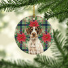 Liver and White German Wirehaired Pointer Christmas Poinsettias Ceramic Christmas Ornament product image at NuMercy 2