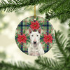 White Bull Terrier Christmas Poinsettias Ceramic Christmas Ornament product image at NuMercy 2