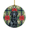 Black Flat-Coated Retriever Christmas Poinsettias Ceramic Christmas Ornament product image at NuMercy