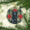 Black Flat-Coated Retriever Christmas Poinsettias Ceramic Christmas Ornament product image at NuMercy 2