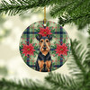 Airedale Terrier Christmas Poinsettias Ceramic Christmas Ornament product image at NuMercy 2
