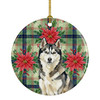 Agouti Siberian Husky Christmas Poinsettias Ceramic Christmas Ornament product image at NuMercy
