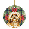 Gold Lhasa Apso Christmas Poinsettias Ceramic Christmas Ornament product image at NuMercy