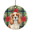 Blenheim Cavalier Spaniel Christmas Poinsettias Ceramic Christmas Ornament product image at NuMercy