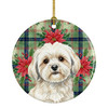 White Lhasa Apso Christmas Poinsettias Ceramic Christmas Ornament product image at NuMercy