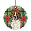 Brindle and White Saint Bernard Christmas Poinsettias Ceramic Christmas Ornament product image at NuMercy