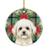 White and Cream Bichon Frise Christmas Poinsettias Ceramic Christmas Ornament product image at NuMercy