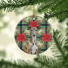 Brindle Greyhound Christmas Poinsettias Ceramic Christmas Ornament product image at NuMercy 2