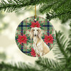 Cream Saluki Christmas Poinsettias Ceramic Christmas Ornament product image at NuMercy 2