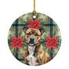Brindle Staffordshire Bull Terrier Christmas Poinsettias Ceramic Christmas Ornament product image at NuMercy