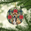 Brindle Staffordshire Bull Terrier Christmas Poinsettias Ceramic Christmas Ornament product image at NuMercy 2