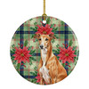 Red Greyhound Christmas Poinsettias Ceramic Christmas Ornament product image at NuMercy