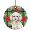 Miniature White Poodle Christmas Poinsettias Ceramic Christmas Ornament product image at NuMercy