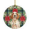 Orange Belton English Setter Christmas Poinsettias Ceramic Christmas Ornament product image at NuMercy