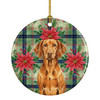 Vizsla Christmas Poinsettias Ceramic Christmas Ornament product image at NuMercy