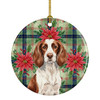 Liver and White English Springer Spaniel Christmas Poinsettias Ceramic Christmas Ornament product image at NuMercy