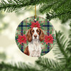 Liver and White English Springer Spaniel Christmas Poinsettias Ceramic Christmas Ornament product image at NuMercy 2