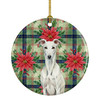 White Greyhound Christmas Poinsettias Ceramic Christmas Ornament product image at NuMercy