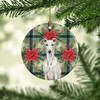 White Greyhound Christmas Poinsettias Ceramic Christmas Ornament product image at NuMercy 2