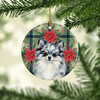 Blue Merle Pomeranian Christmas Poinsettias Ceramic Christmas Ornament product image at NuMercy 2