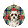 Parti-color Havanese Christmas Poinsettias Ceramic Christmas Ornament product image at NuMercy