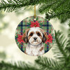 Parti-color Havanese Christmas Poinsettias Ceramic Christmas Ornament product image at NuMercy 2