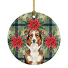 Red Merle Australian Shepherd Christmas Poinsettias Ceramic Christmas Ornament product image at NuMercy