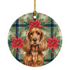 Red English Cocker Spaniel Christmas Poinsettias Ceramic Christmas Ornament product image at NuMercy