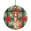 Red Saluki Christmas Poinsettias Ceramic Christmas Ornament product image at NuMercy