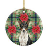 Black and White Basenji Christmas Poinsettias Ceramic Christmas Ornament product image at NuMercy
