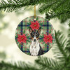 Black and White Basenji Christmas Poinsettias Ceramic Christmas Ornament product image at NuMercy 2