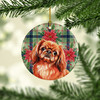 Red Pekingese Christmas Poinsettias Ceramic Christmas Ornament product image at NuMercy 2