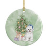 Bichon Frise Blue Hat Christmas Presents and Tree Ceramic Ornament product image at NuMercy