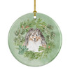 Sheltie/Shetland Sheepdog Tricolor Smiling #1 Christmas Wreath Ceramic Ornament product image at NuMercy