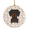 Merry Christmas Dachshund Black Tan Ceramic Ornament product image at NuMercy